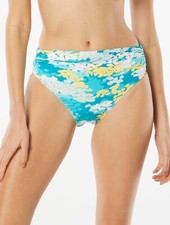 Carmen Marc Valvo Classic Shirred Waist Bikini Bottom Madeira Garden Size Small