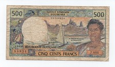 FRENCH FRANCE PACIFIC TERRITORIES 500 FRANCS 1985 / 1996 PICK 1A LOOK SCANS