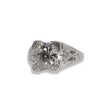 Art Deco Platinum 1.47ct Old European Diamond...