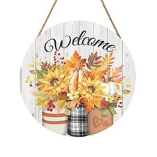 Sign Door Sign 12"x12" Rustic Fall Decorations Hanging Door 12inch Fall Welcome