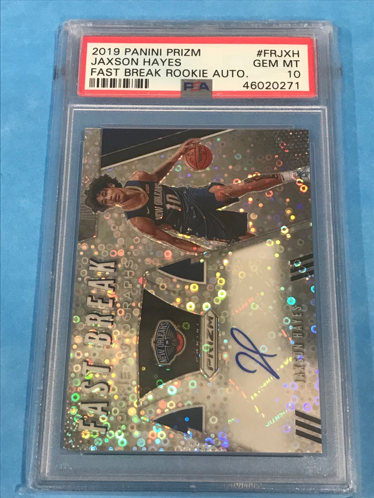 2019 Panini Prizm Jaxson Hayes #FRJXH Fast Break Rookie Auto PSA 10 Gem MT POP12