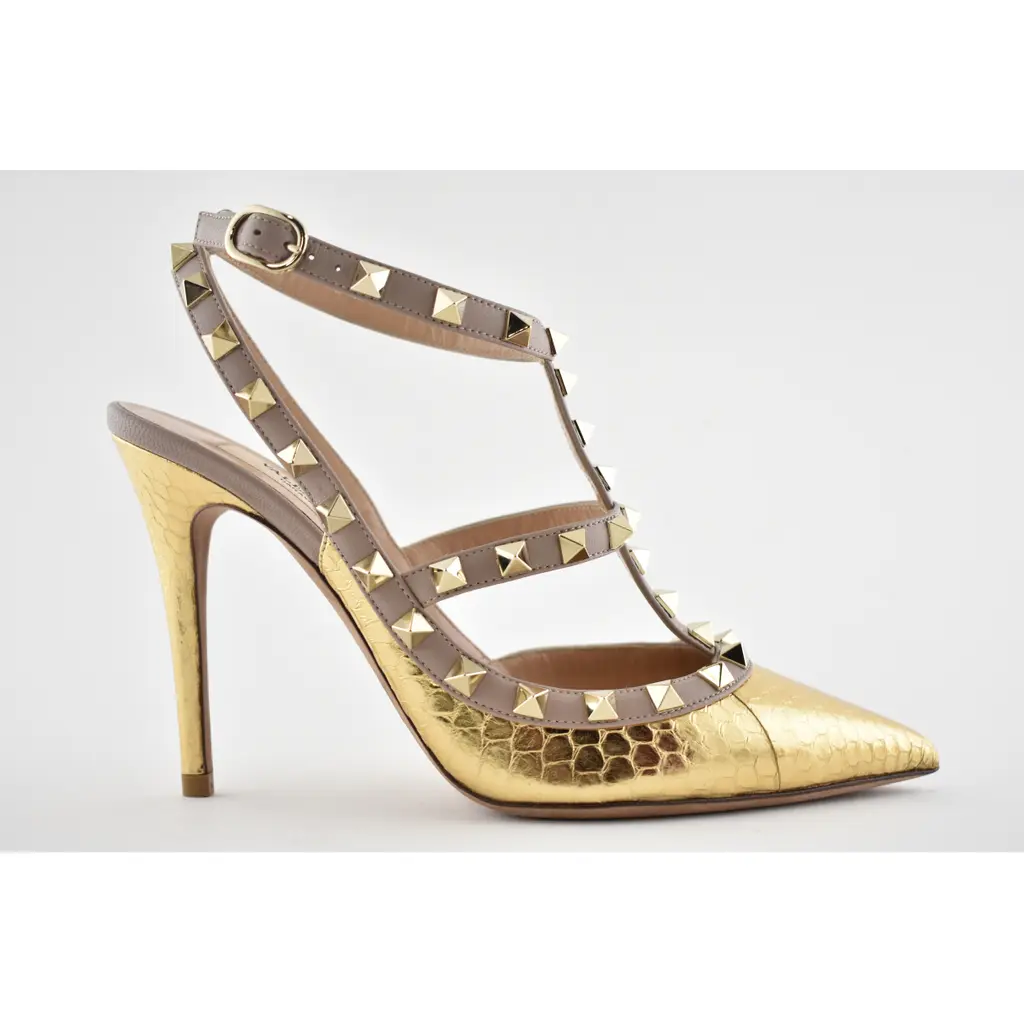 VALENTINO スパイクバングル ゴールド Valentino Garavani VLogo Signature Woven Raffia Slide Sandals 80MM