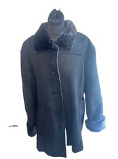Liz Claiborne Leather Shearling Winter Coat Uk Size 10