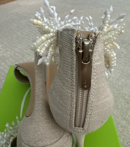 NWB Sam Edelman Gillie, Sand Linen ankle strap sandals size 8.5 - Bild 8 von 9