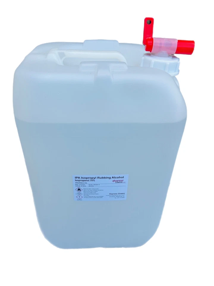 EXPRESS CHEMS 25l Isopropyl Rubbing Alcohol 25 Litre 70% IPA Lab Grade | Isopropanol Easy Pour
