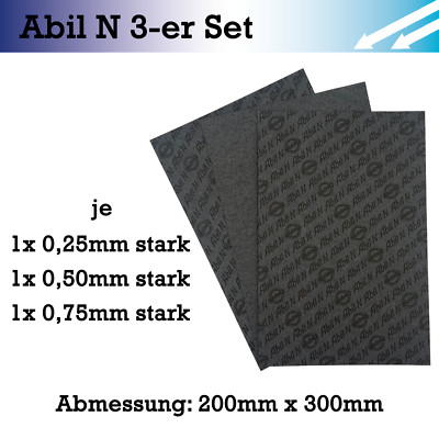3 Bogen Dichtungspapier Elring Abil N ca. DIN A4 - je 1x 0,25mm 0,5mm 0,75mm