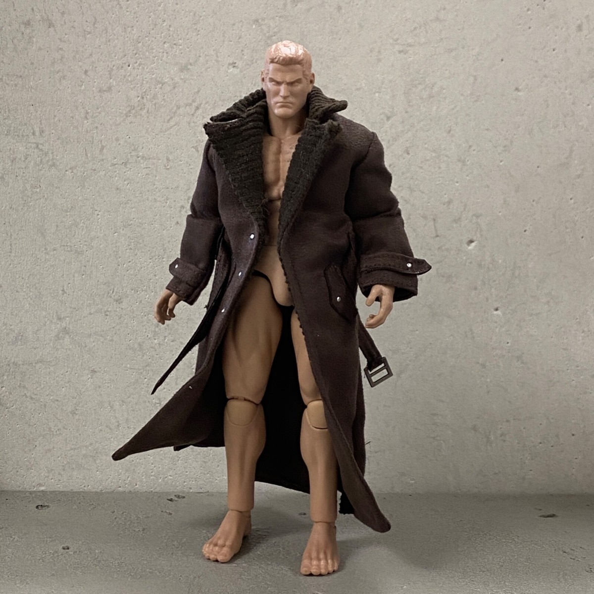 【muguet original】stand collar long coat PB-LTC-GB: 1/12 Dark Brown Wired Coat for Marvel Legends