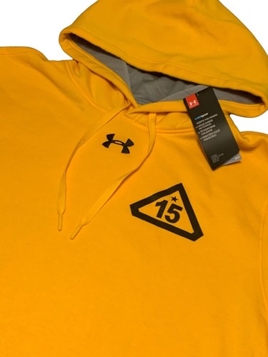 Under Armour Hustle Fleece Hoodie Yellow Navy Chief Sweater 1300123 751 Sz L - Picture 2 of 6