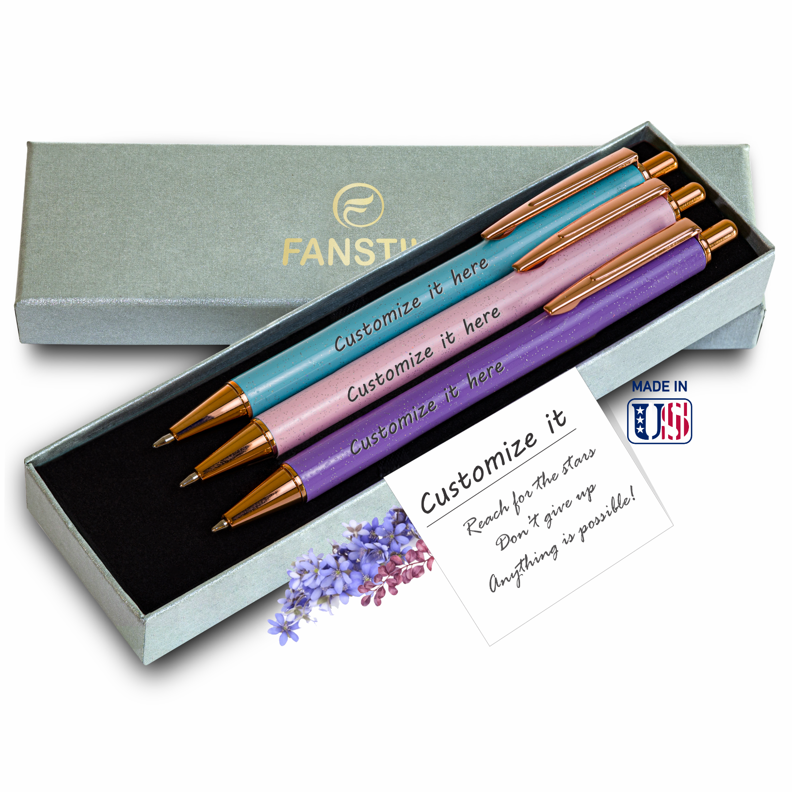 Pens Gifts, Inspirational Fancy Pen Set for Women 3pk.-image
