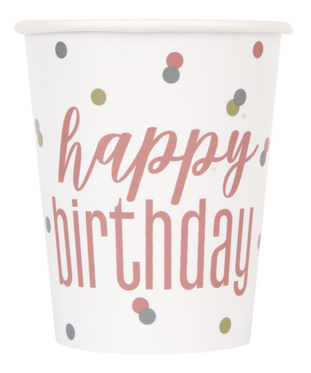 8 Pack 9oz Paper Cups  Birthday Glitz Rose Gold Happy Birthday Party Girls Party