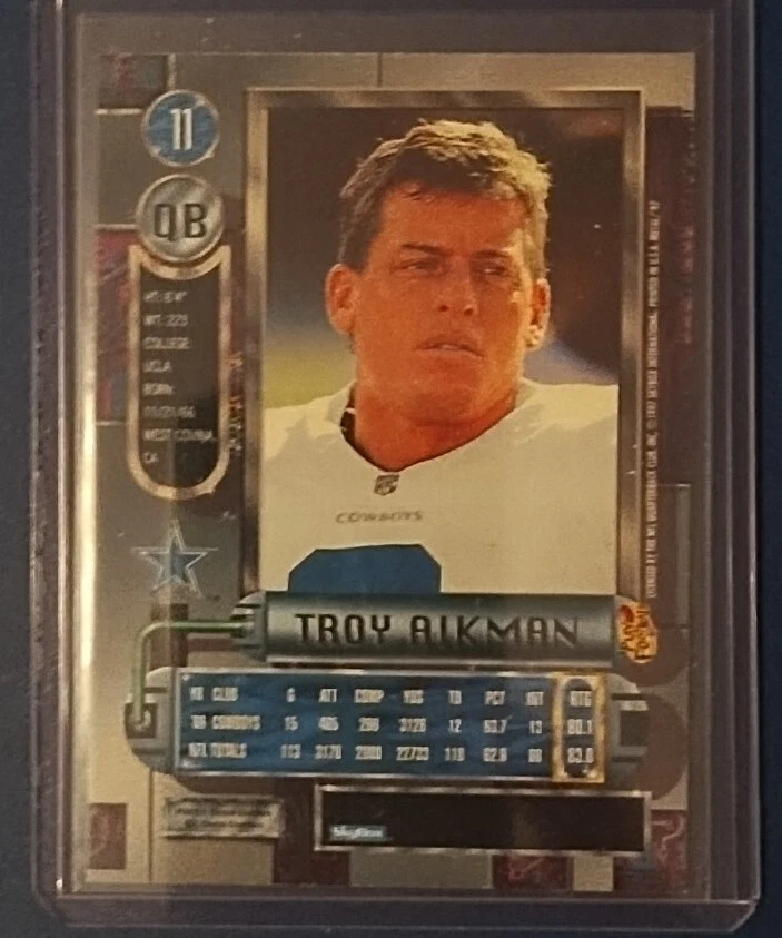 1997 Fleer/Skybox Metal Universe Troy Aikman Dallas Cowboys #11 - Image 2 of 2