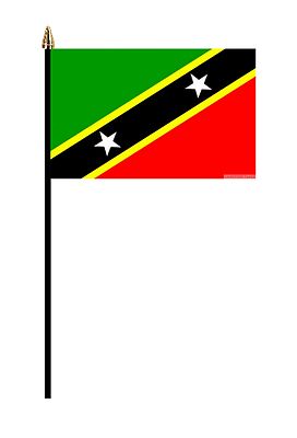 ST. KITTS UND NEVIS KLEINE HAND WEHENDE FLAGGE 6''X4'' Flaggen KARIBIK