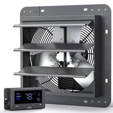 iLiving 12" Wall Mounted Shutter Exhaust Fan, Automatic Shutter, Temperature ...