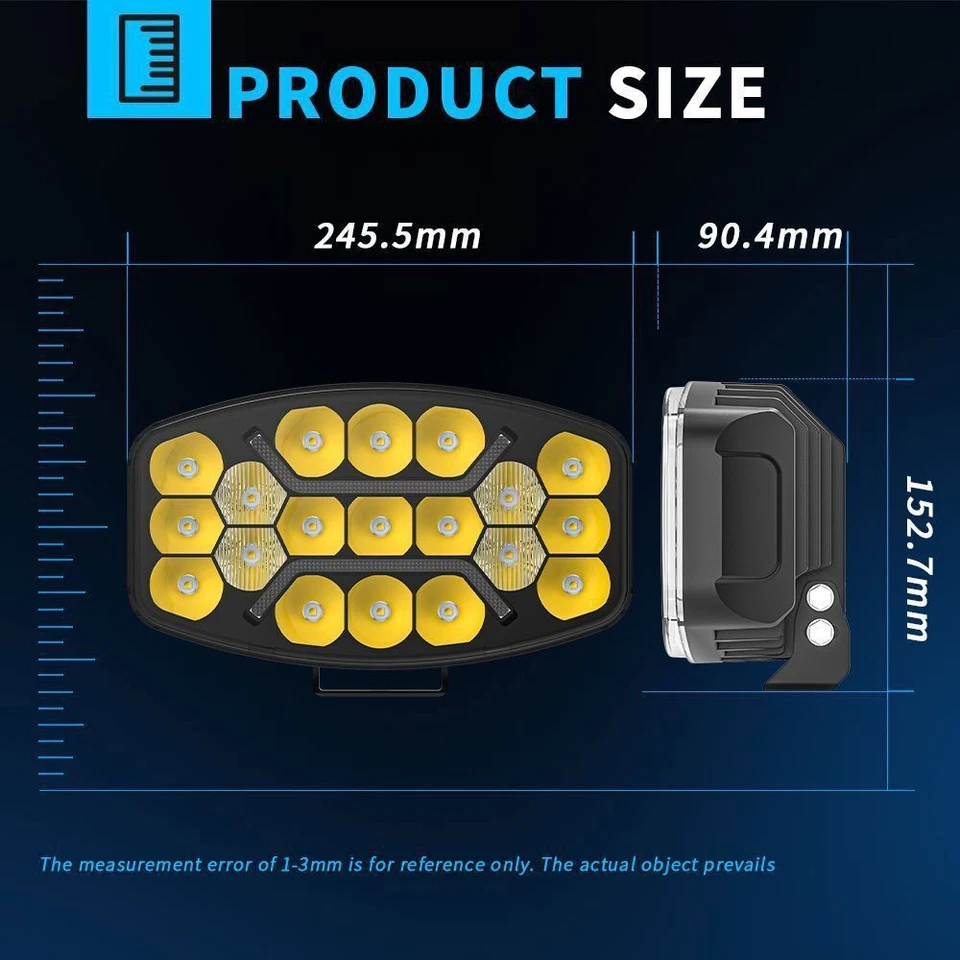 4X 12v 24v 10" Jumbo Oval LED Spot Lamp Dual White & Amber  DRL Driving Light - Image 3 of 4