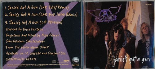 Aerosmith-Janie's Got A Gun-3 Versions-Geffen PRO-CD-3794-VTG '89 DJ CD Maxi-Art - Picture 1 of 2