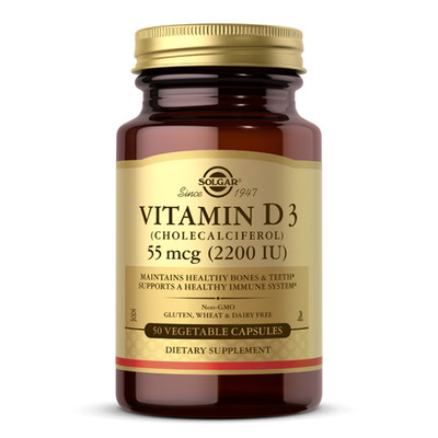 Vitamin D3 (Cholecalciferol) 2200 IU (55 mcg) 50 pflanzliche Kapseln Solgar