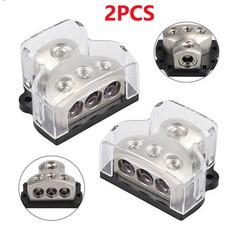 2Pcs 3 Way Power Distributor Block Car Audio Splitter 1 0 Gauge in 3 4 Gauge Out