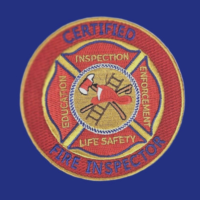 CERTIFIED FIRE INSPECTOR PATCH: 4'' Embroidered Patch, Item #2008