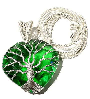 P E R I D O T  EDELSTEIN Anhänger 925ER STERLINGSILBER HANDGEFERTIGT M. KETTE 1