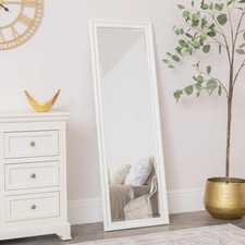 Image of Large Full Length White Framed Wall & Leaner Mirror - 47cm x 142cm