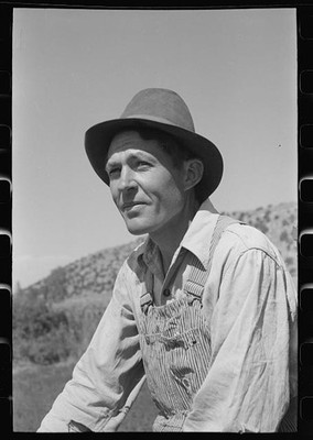 Photo:Box Elder County Utah Mormon Farmer 1940 Portrait Overalls Hat