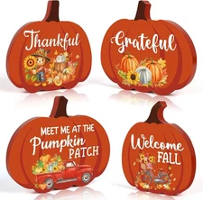 4 Pcs Fall Decorations for Home Thanksgiving Tiered Tray Decor Fall Pumpkin 