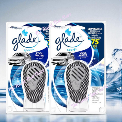 Glade Sport Car Air Freshener Odor Eliminator Cool Water Scent Vent Clip pack 2