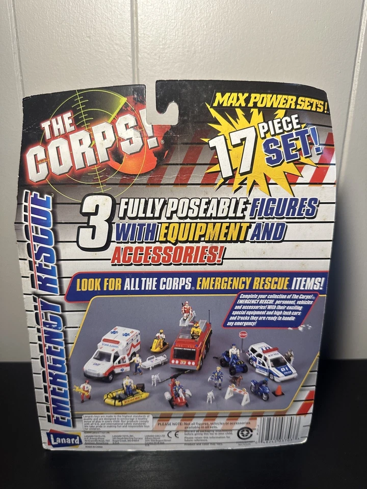 Lanard The Corps 1999! Emergencia rescate 3 hombres tripulación embarcación acuática 4" 17 piezas #3783 Foto 3 de 4