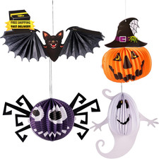 Halloween Party Decorations, 4 Pcs Indoor Hanging Decorations Set Pumpkin Ghost
