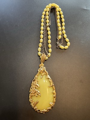 Vintage ''The Love Witch'' Pendant Large Yellow Lucite