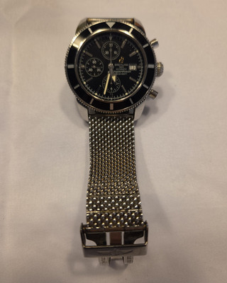 Breitling Superocean Heritage Chronograph 46mm Black Dial Auto Mesh Box Papers