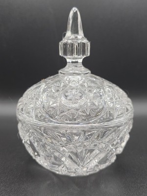 Vintage Klarschliff Bleikristall Bonboniere Schale mit Deckel