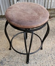 Swivel Stool No Back Sitting Table Chair Fabric Seat Metal Base