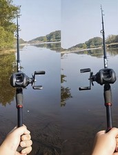 Baitcast Rod and Reel Combo Carbon Fiber Black Foam Handle