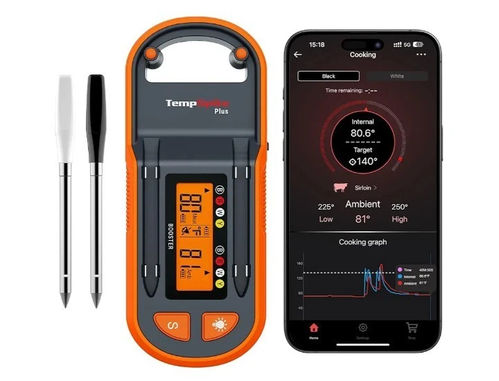 ThermoPro TempSpike Plus 600ft Wireless Meat Thermometer with 2 Color-Coded...