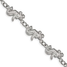 Stainless Steel Major League Baseball Chicago White Sox Logo Bracelet