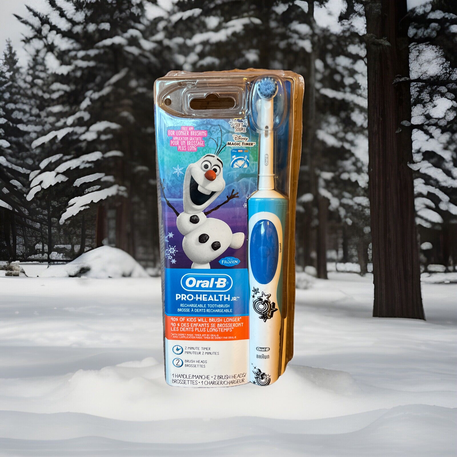 Oral-B Pro-Health JR Rechargeable Power Toothbrush OLAF Frozen 2 Heads Timer NEW