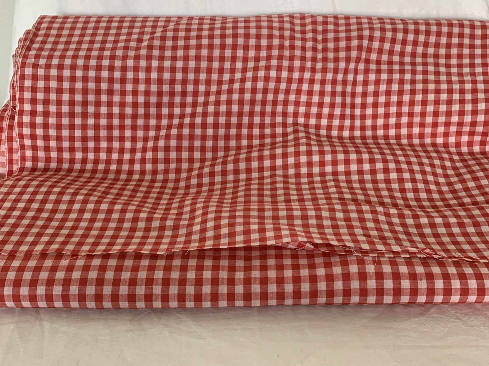 10 Yds. Vintage Red and White Check, Gingham 100% Cotton 45" wide Fabric