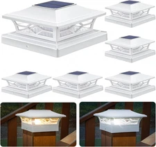 APONUO 4X4 Solar Post Cap Lights, 6 Pack 2-Modes Bright 5X5 Vinyl Fence Post Cap