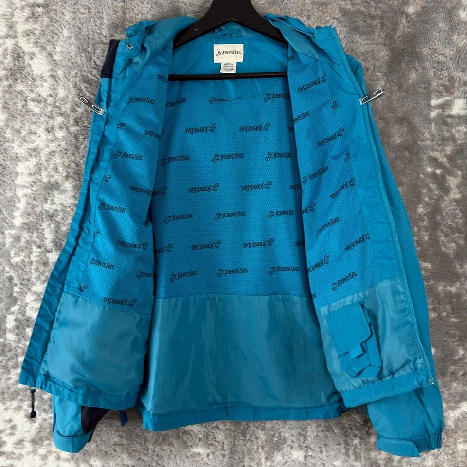 Chaqueta cortavientos St Johns Bay para mujer talla M al aire libre con capucha azul cordón cremallera Foto 3 de 4