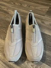 Easy Spirit Shoes Women 9.5 Amore Zip Fashion Sneakers Beige Textile Almond Toe