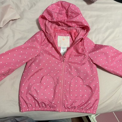 Carter's Girls Pink Polka Dot Lightweight Hooded Windbreaker Jacket Size 2T