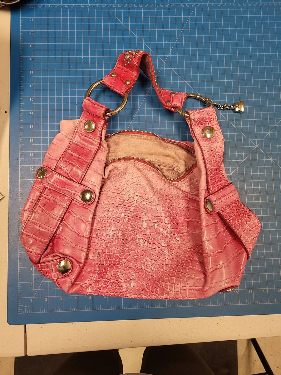Kathy Van Zeeland Pink Alligator Embossed Shoulder Bag Purse