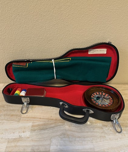 Vintage Casino Gaming Set/Violinist Games Traveling Case Roulette
