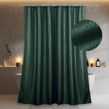 Green Extra Long Glitter Shower Curtain: 96 Inch Extra Tall Silver Metallic S...