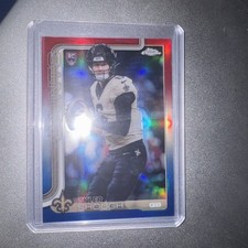 2025 Topps Chrome Football - Tyler Shough (RC) #398 Red White Blue Refractor