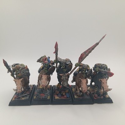 x5 Boar Boyz - Orks & Goblins Warhammer The Old World bemalt