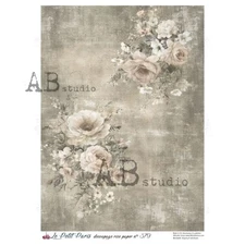White Floral #379 | A4 Rice Paper | Paper for Decoupage | AB Studios