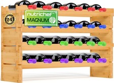 Magnum Oversize 24 Bottle Stackable Modular Wine Rack, Upgraded 1” Thick Sideboa