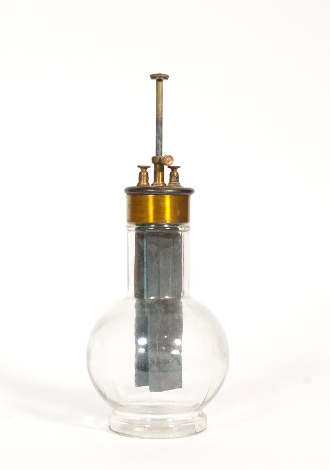 1880's Glass Grenet Cell Battery w/Excellent Electrodes & Beautiful Glass * Nice